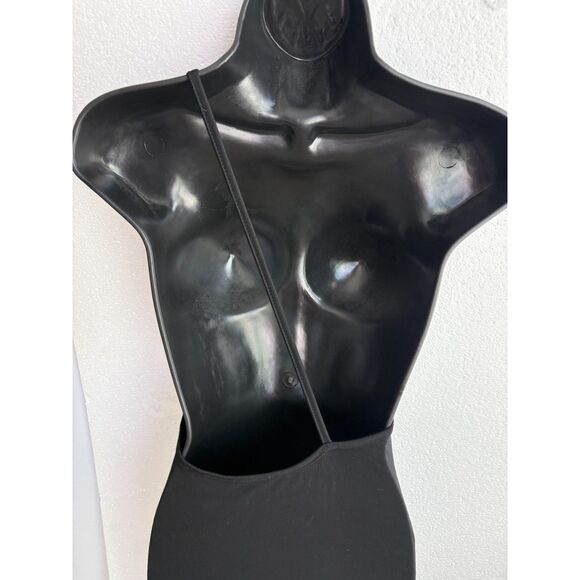 Black Asymmetrical One Shoulder Maxi Cocktail Evening Dress Open Back Size S/M - Picture 6 of 8